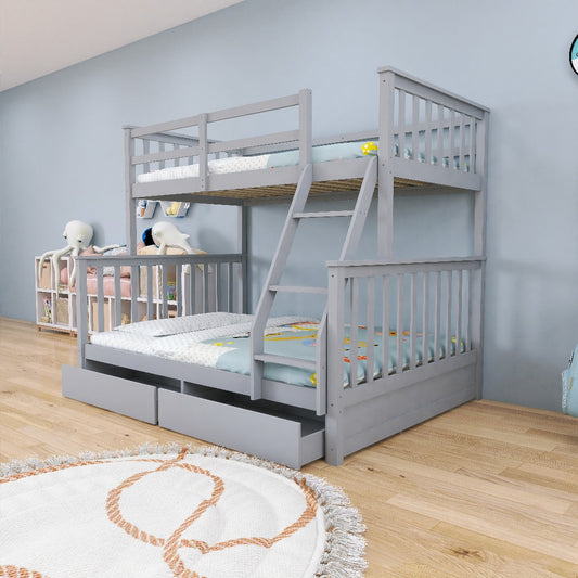 ARDYNAMIC Single Over Double Convertible Bunk Bed with Drawers in Grey