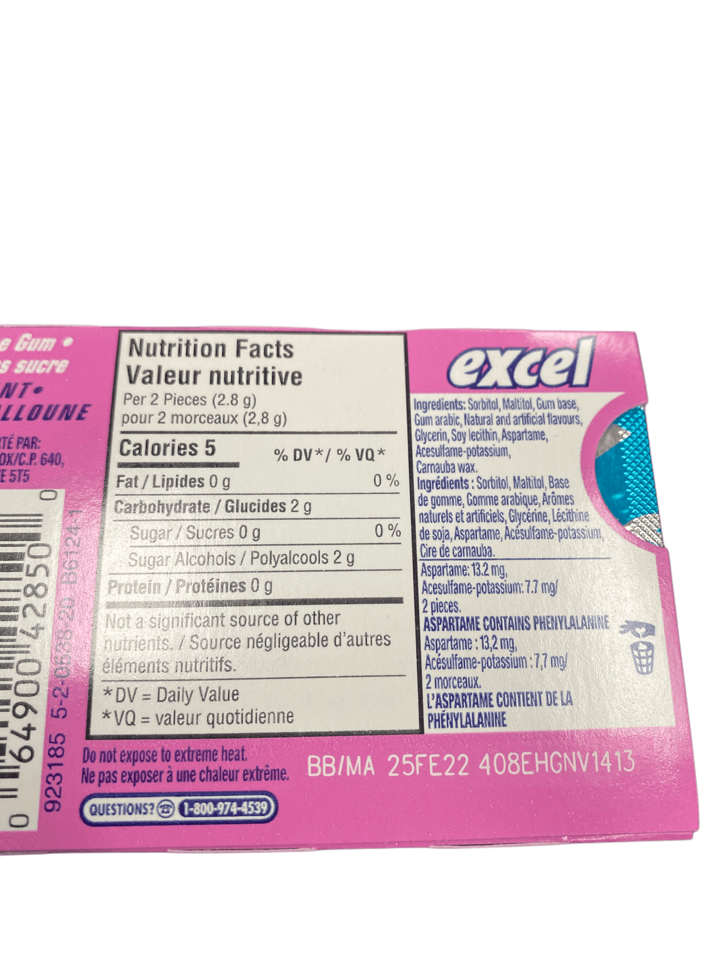 Excel Bubblemint Gum 12 Pieces - Canadian Edition