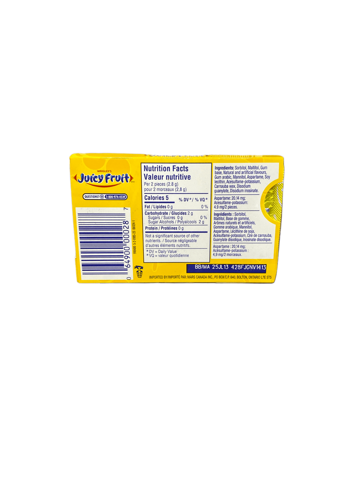 Wrigley's Juicy Fruit The Original 12 Pieces - Canadian Edition