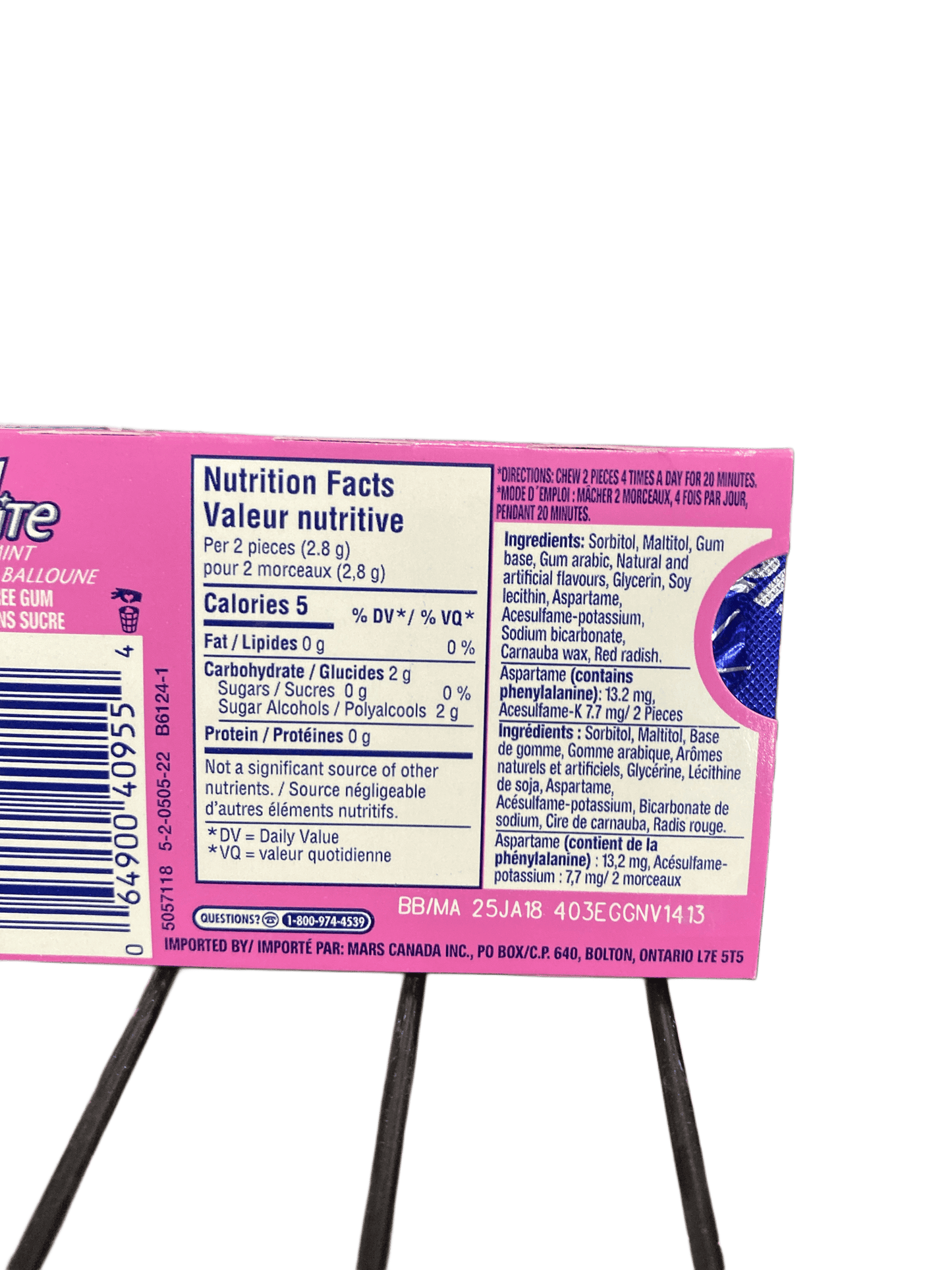 Excel White Bubblemint Gum 12 Pieces - Canadian Edition