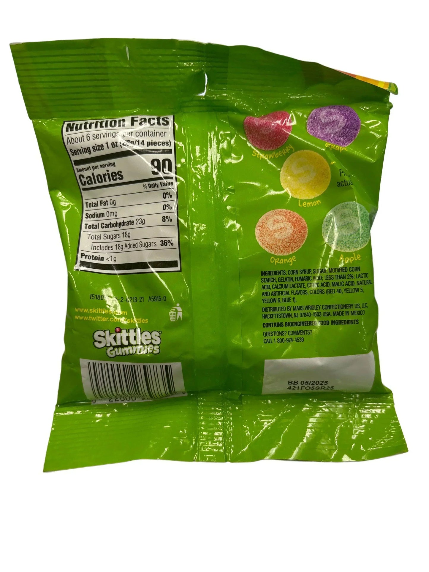 Sour Skittles Gummies Candy Bag 5.80OZ - Canadian Edition
