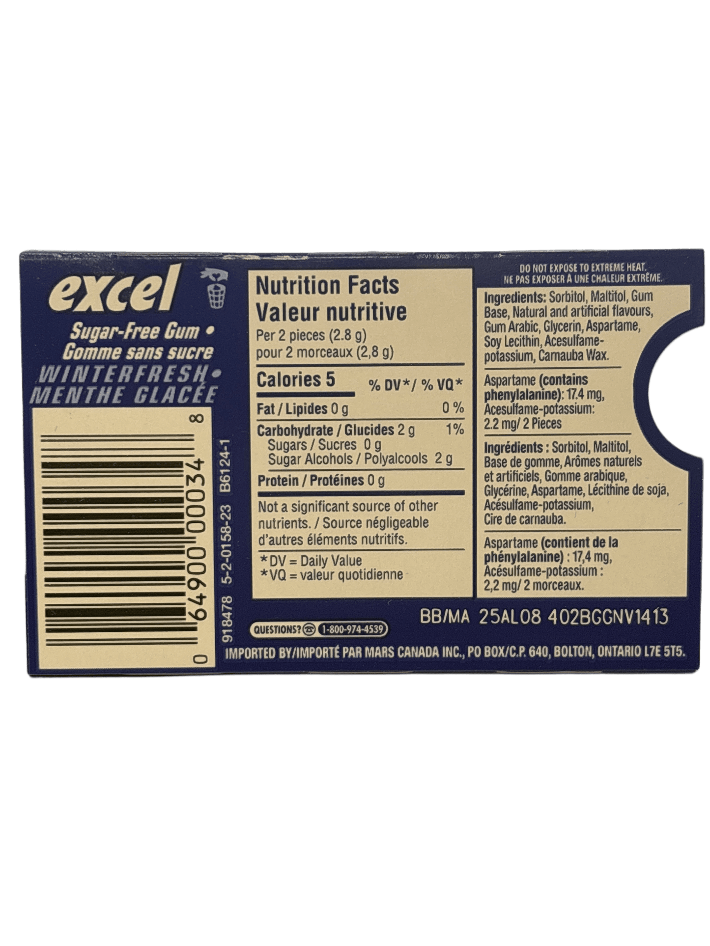 Excel Winter Fresh Gum 12 Pieces - Canadian Edition