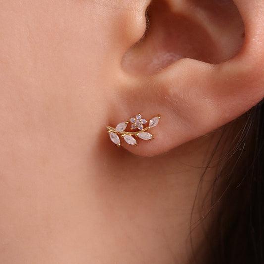Moonstone flower branch earrings-1