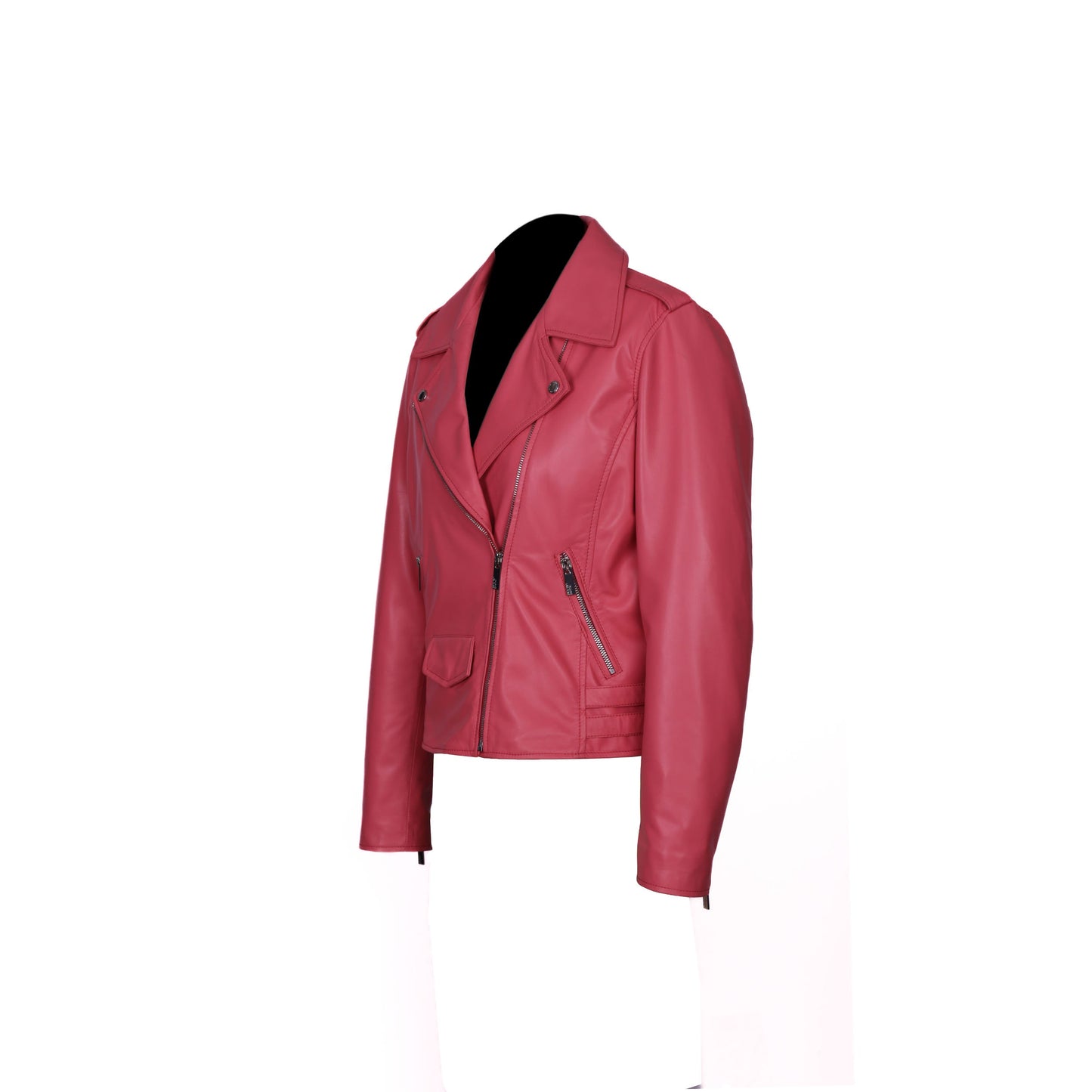 Gigi Hadid Genuine Leather Biker Jacket Pink-4