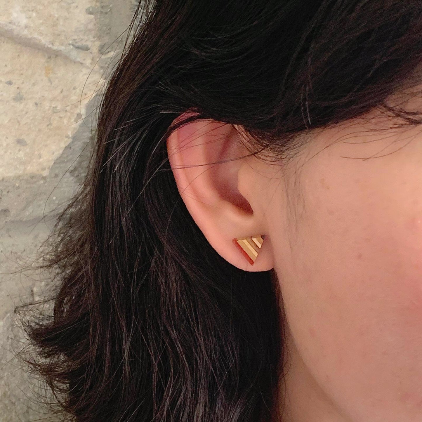 Triangle Recycled Skateboard Stud Earrings-2