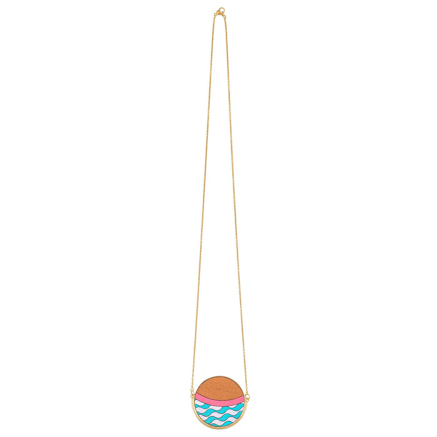 Island Recycled Wood Gold Necklace-4