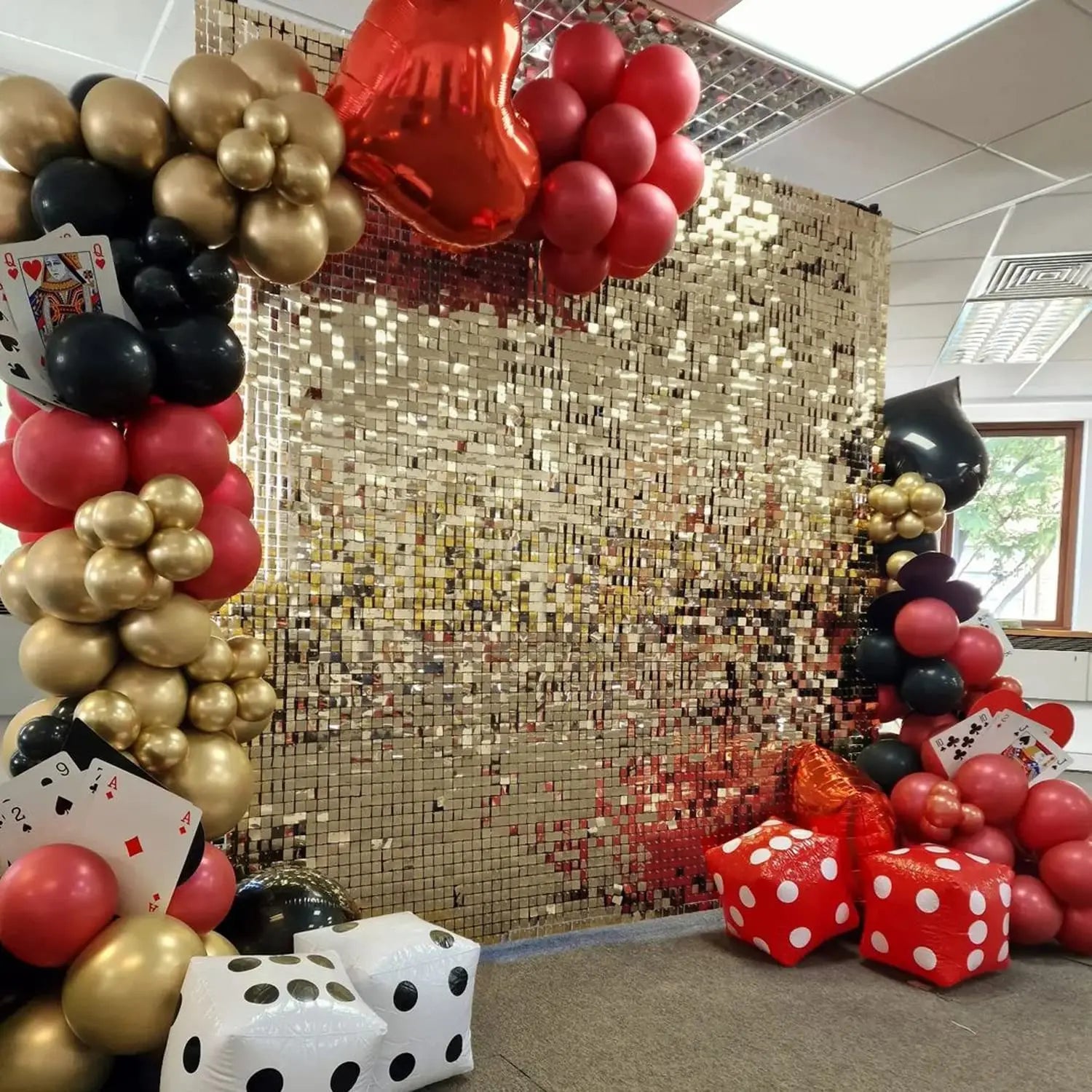 Light Gold Shimmer Wall Backdrop – 18 pcs Decorative Panels Glitter-2