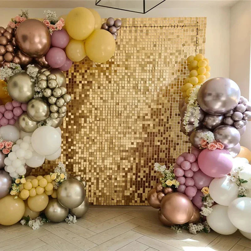Light Gold Shimmer Wall Backdrop – 18 pcs Decorative Panels Glitter-1