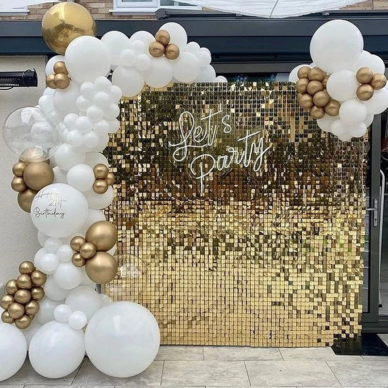 Light Gold Shimmer Wall Backdrop – 18 pcs Decorative Panels Glitter-3