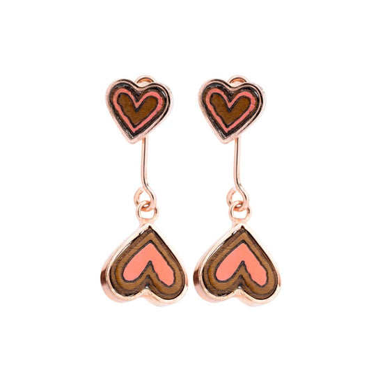 Love Recycled Wood Rose Gold Earrings-0