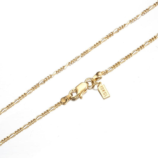 18ct Heavy Yellow Gold Plated Fine Figaro Chain Necklace - USA Made-0