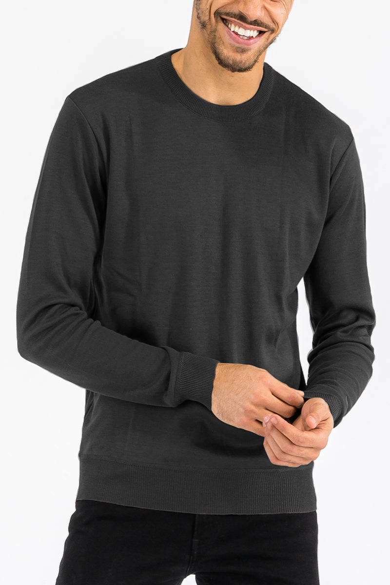 Solid Round Neck Sweater-5