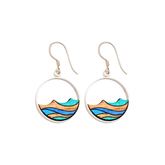 Ocean Eco-friendly Recycled Wood Silver Earrings-0