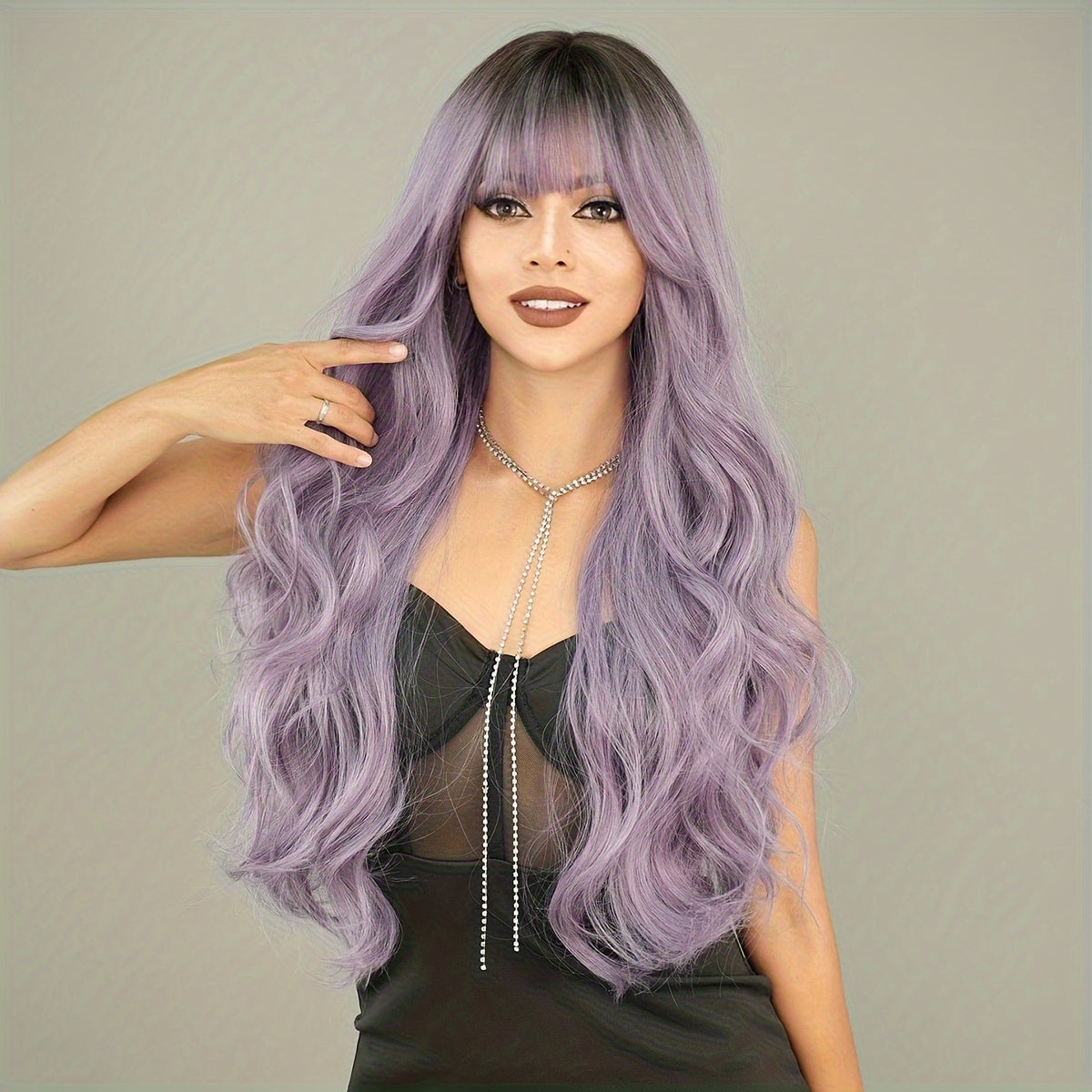 Ombre Purple Party Wig-2