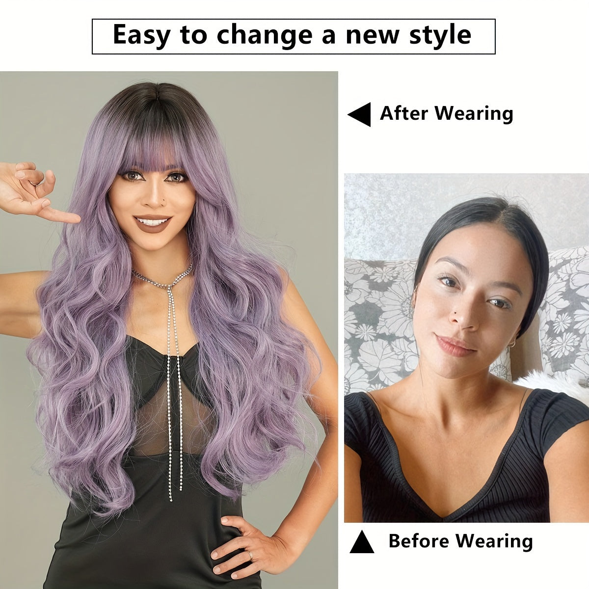 Ombre Purple Party Wig-3