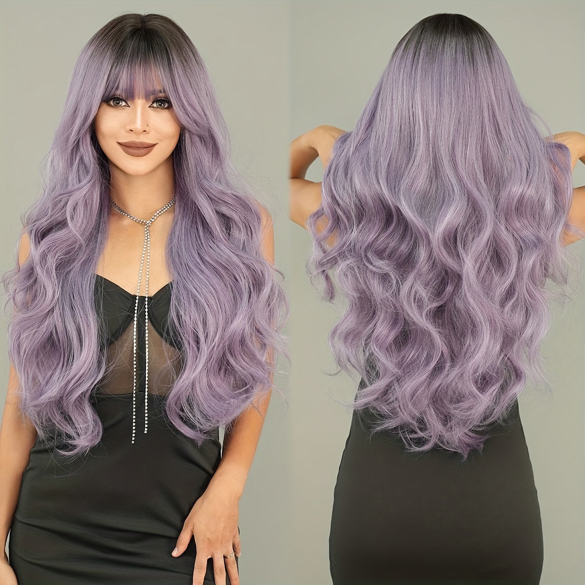 Ombre Purple Party Wig-4