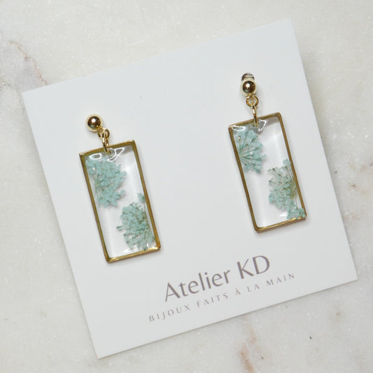 Boucles d'oreilles Estelle bleu - rectangle (moyen)