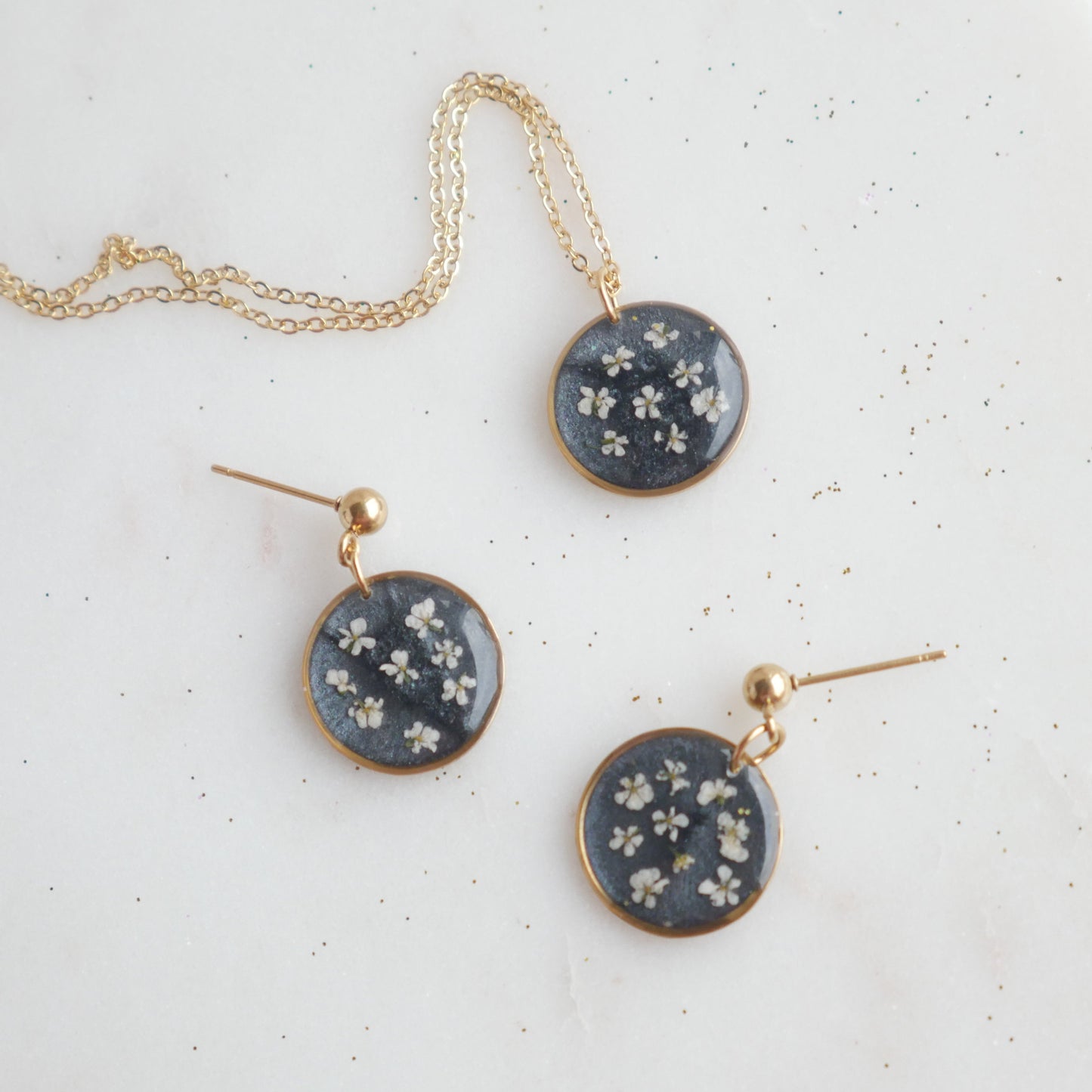 Ensemble Céleste - fleurs de carotte- rond