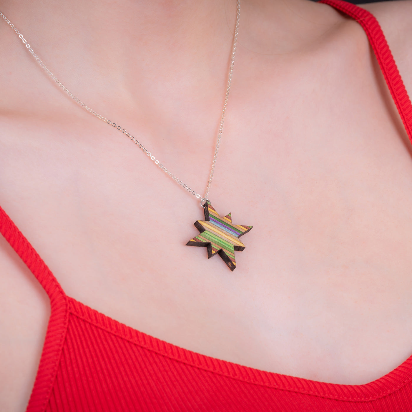 Sirius Star Recycled Skateboard Necklace-1