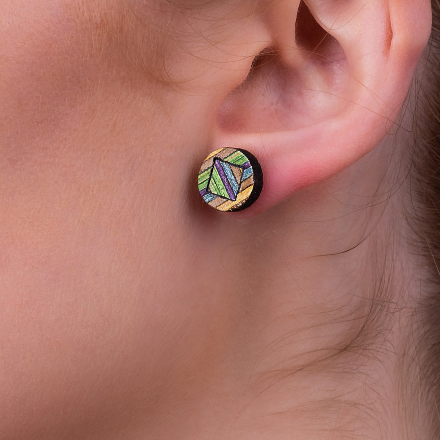 Roundmix Recycled Skateboard Stud Earrings-1