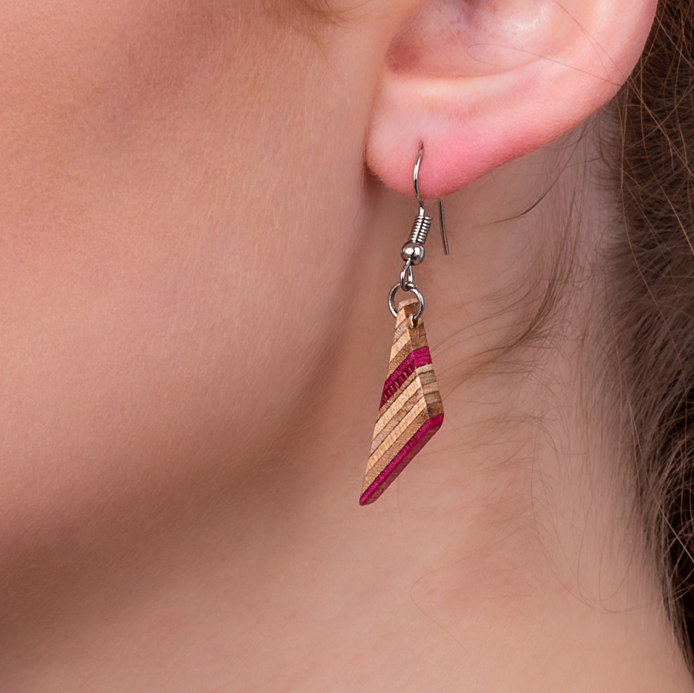 Sono Triangle Wood Dangle Earrings-1