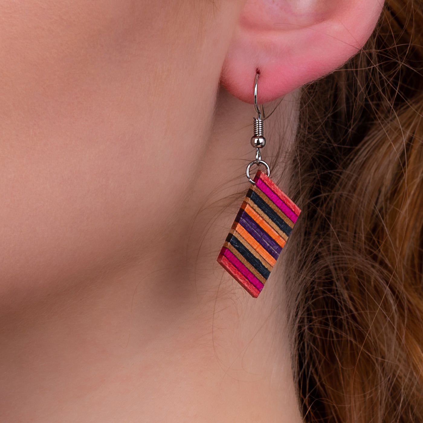 Genjang Recycled Skateboard Dangle Earrings-1