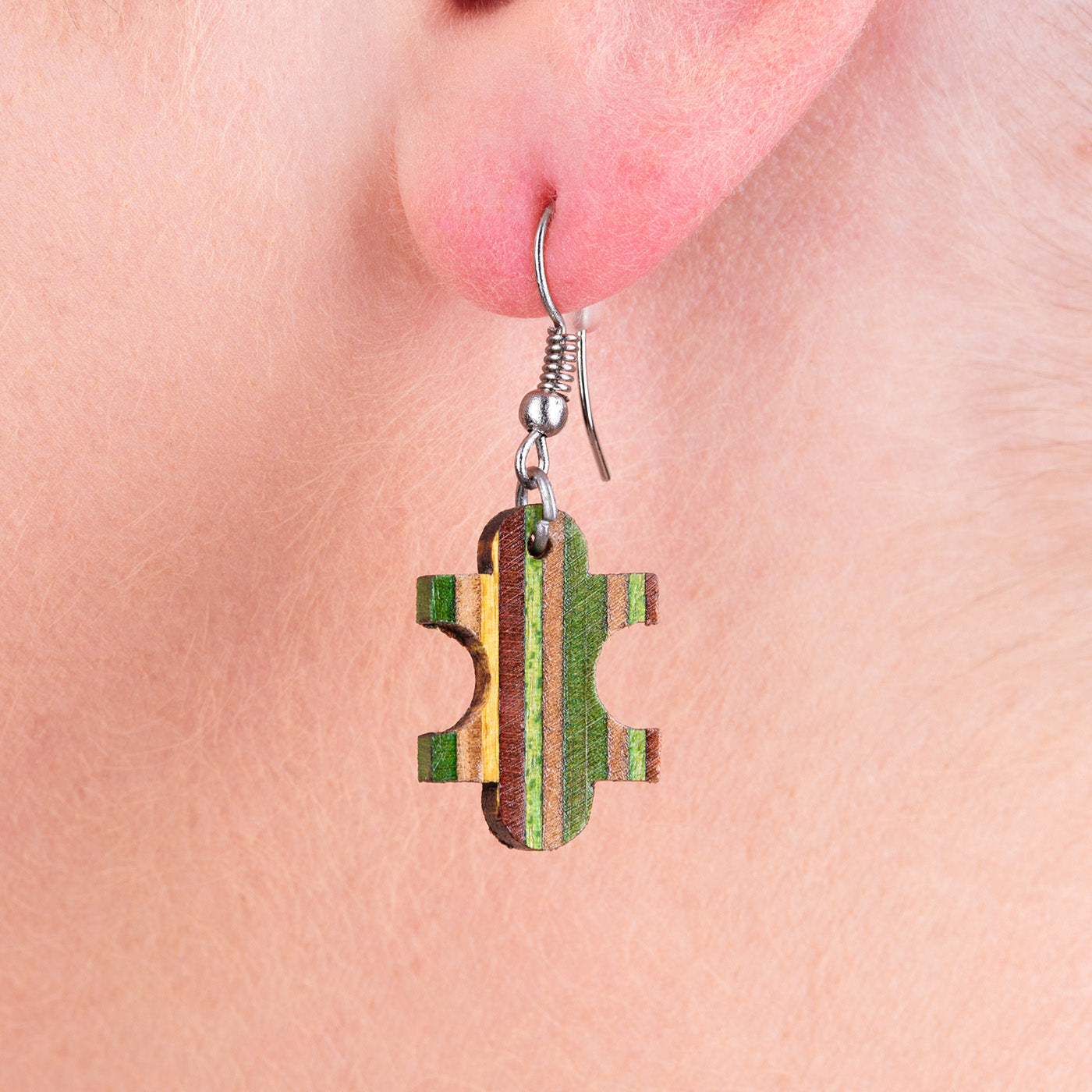 Jigsaw Recycled Skateboard Earrings-1