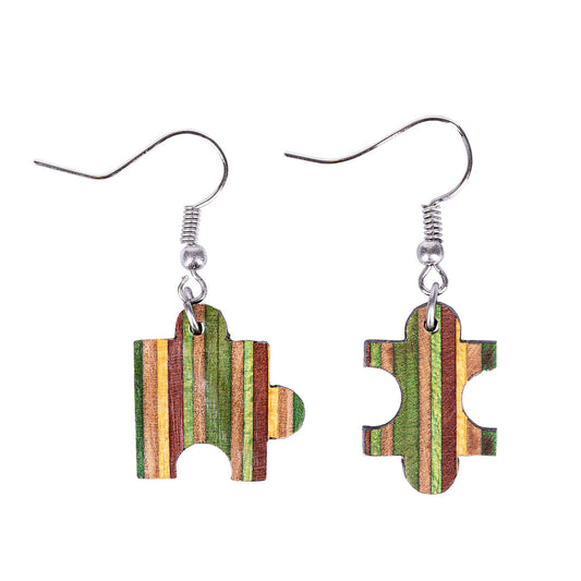 Jigsaw Recycled Skateboard Earrings-0