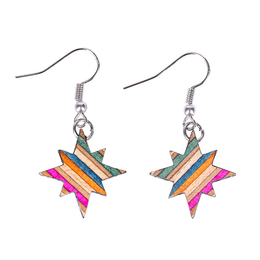 Sirius Star Recycled Skateboard Earrings-0