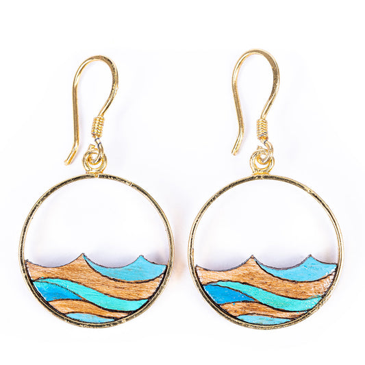 Ocean Eco-friendly Recycled Wood Gold Earrings-0