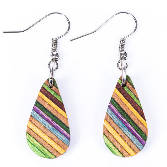 Teardrop Elegant Recycled Skateboard Dangle Earrings-0