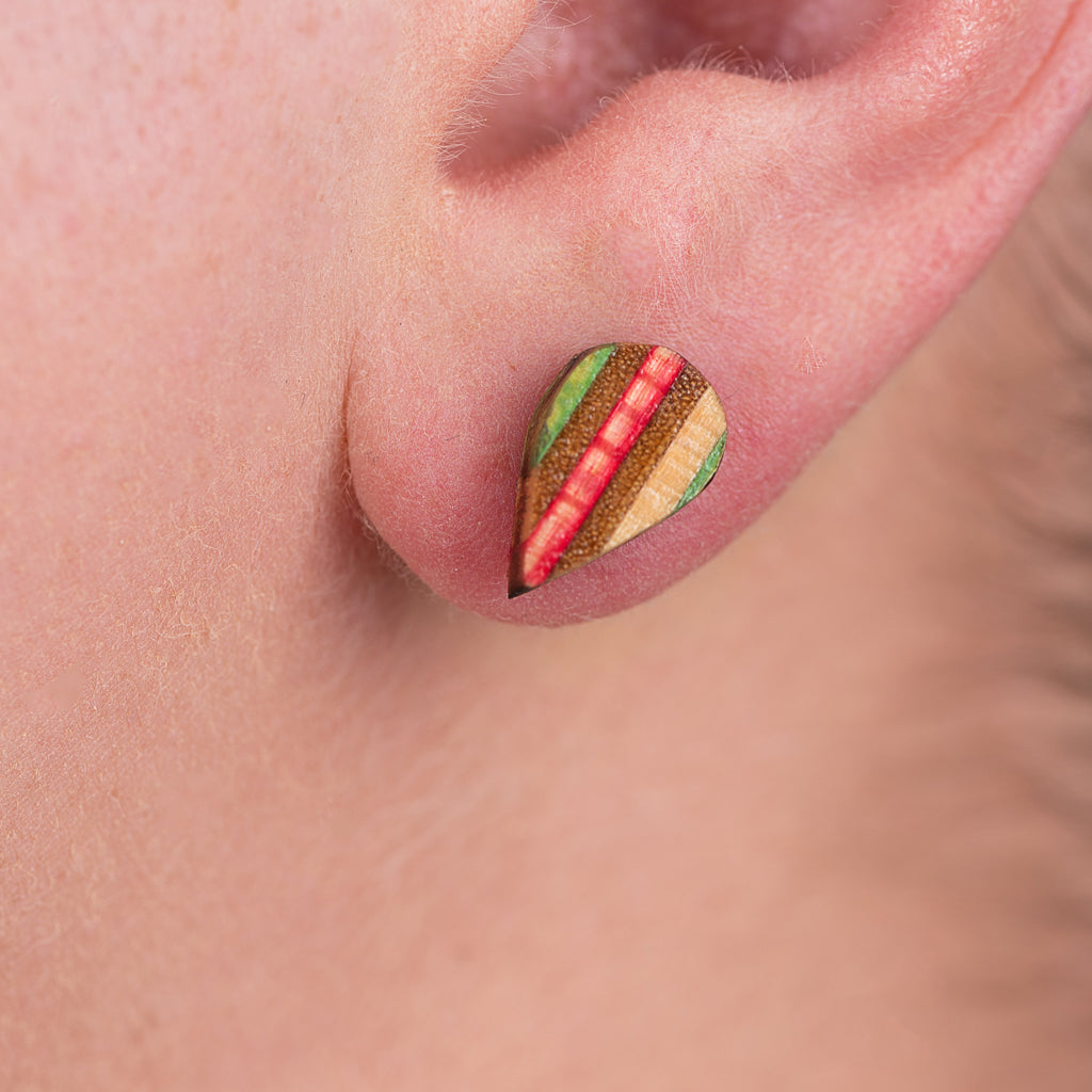 Tear Recycled Skateboard Stud Earrings-1