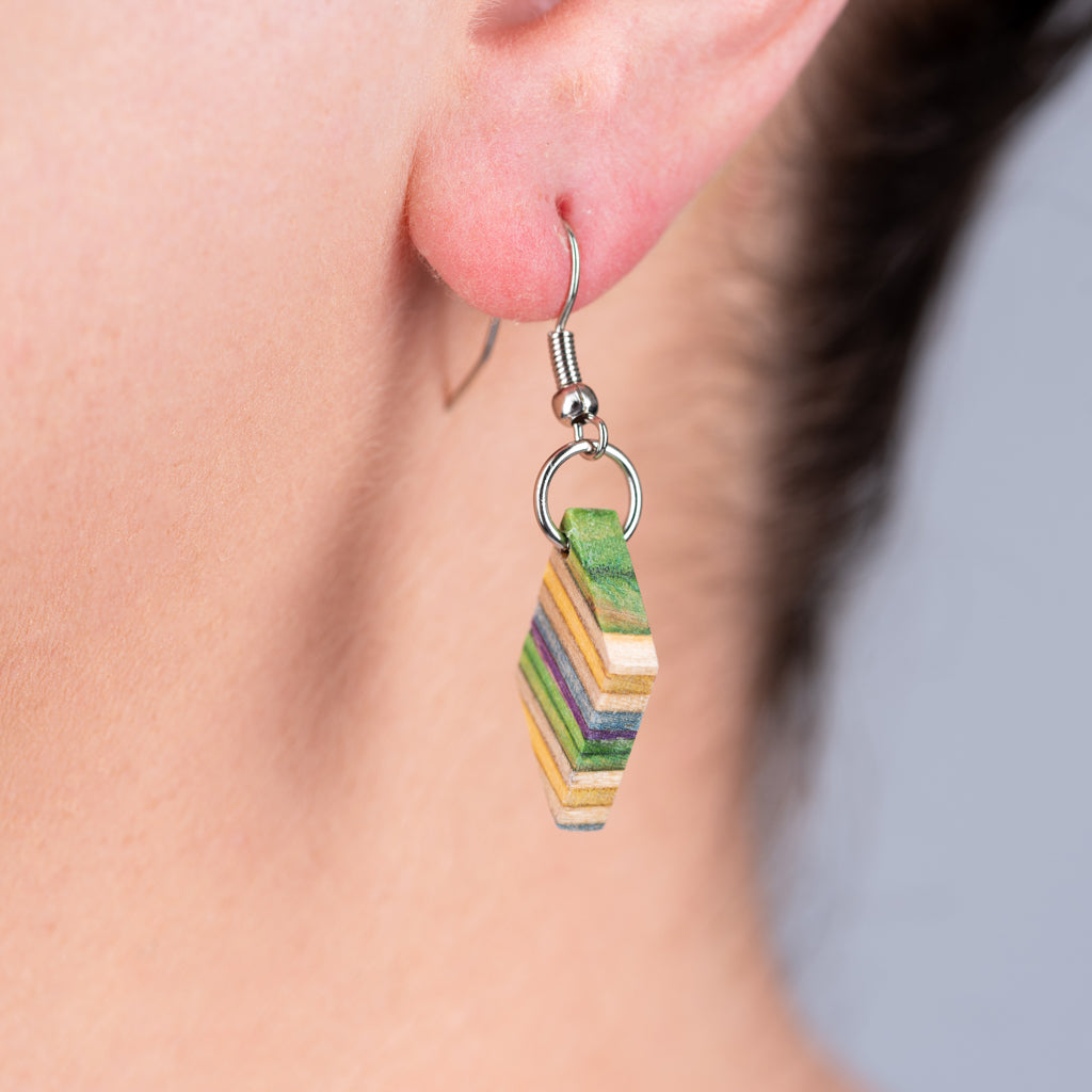 Kite Recycled Skateboard Dangle Earrings-1