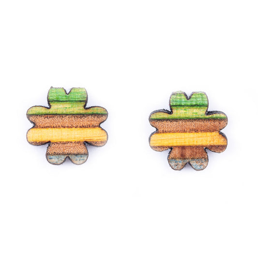 Clover Recycled Skateboard Stud Earrings-0