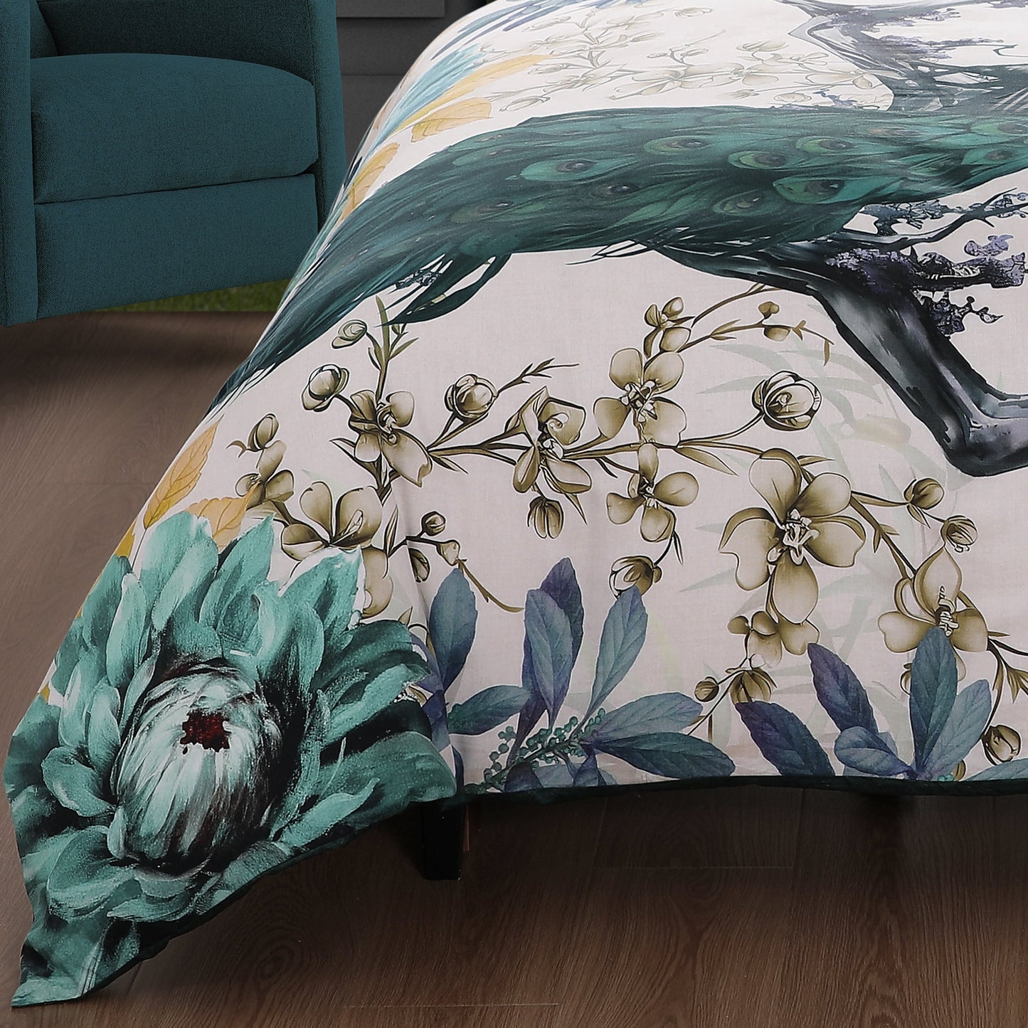 Bebejan Peacock Jardin 5 Piece Reversible Comforter Set-3