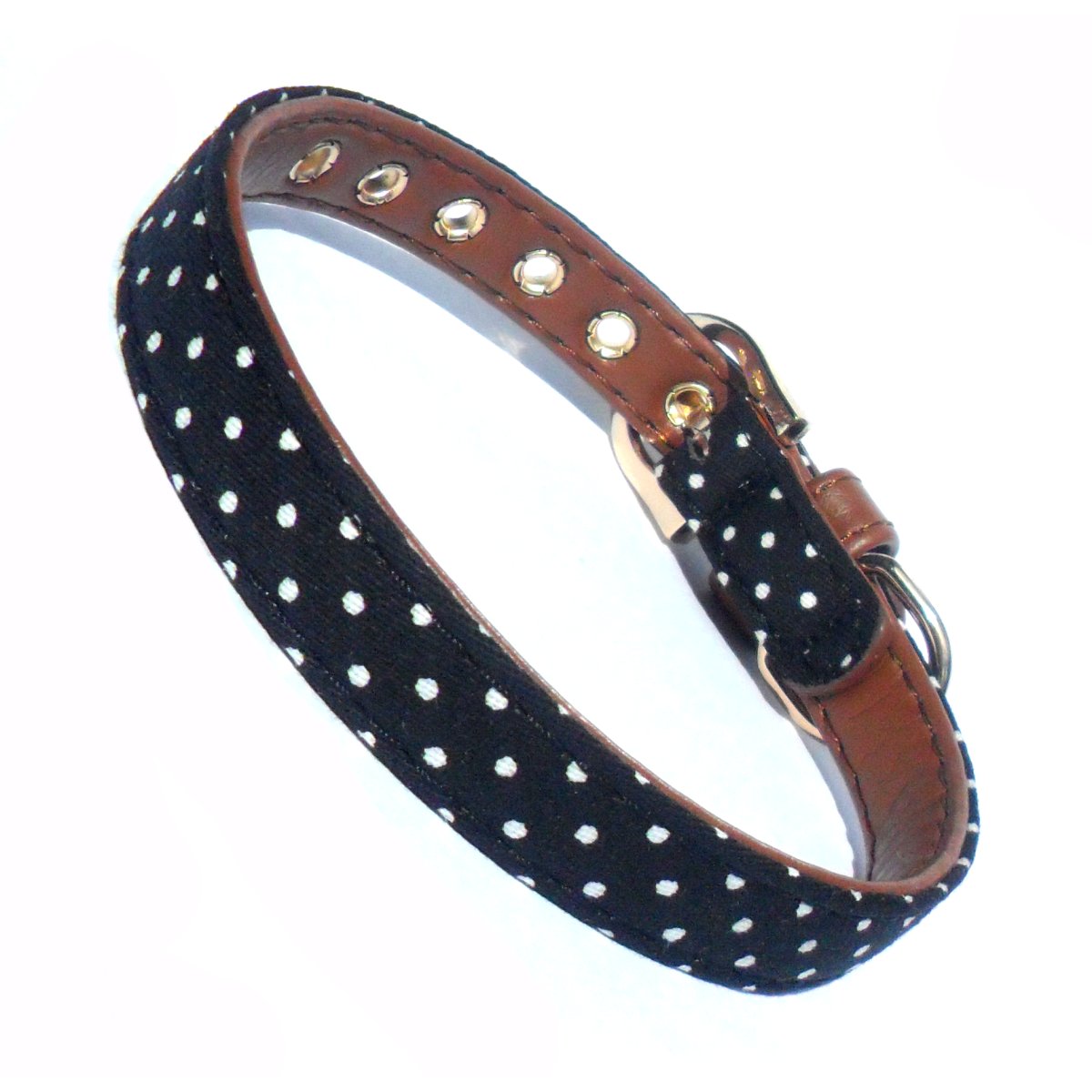 Polka Dot Fabric Dog Collar-0