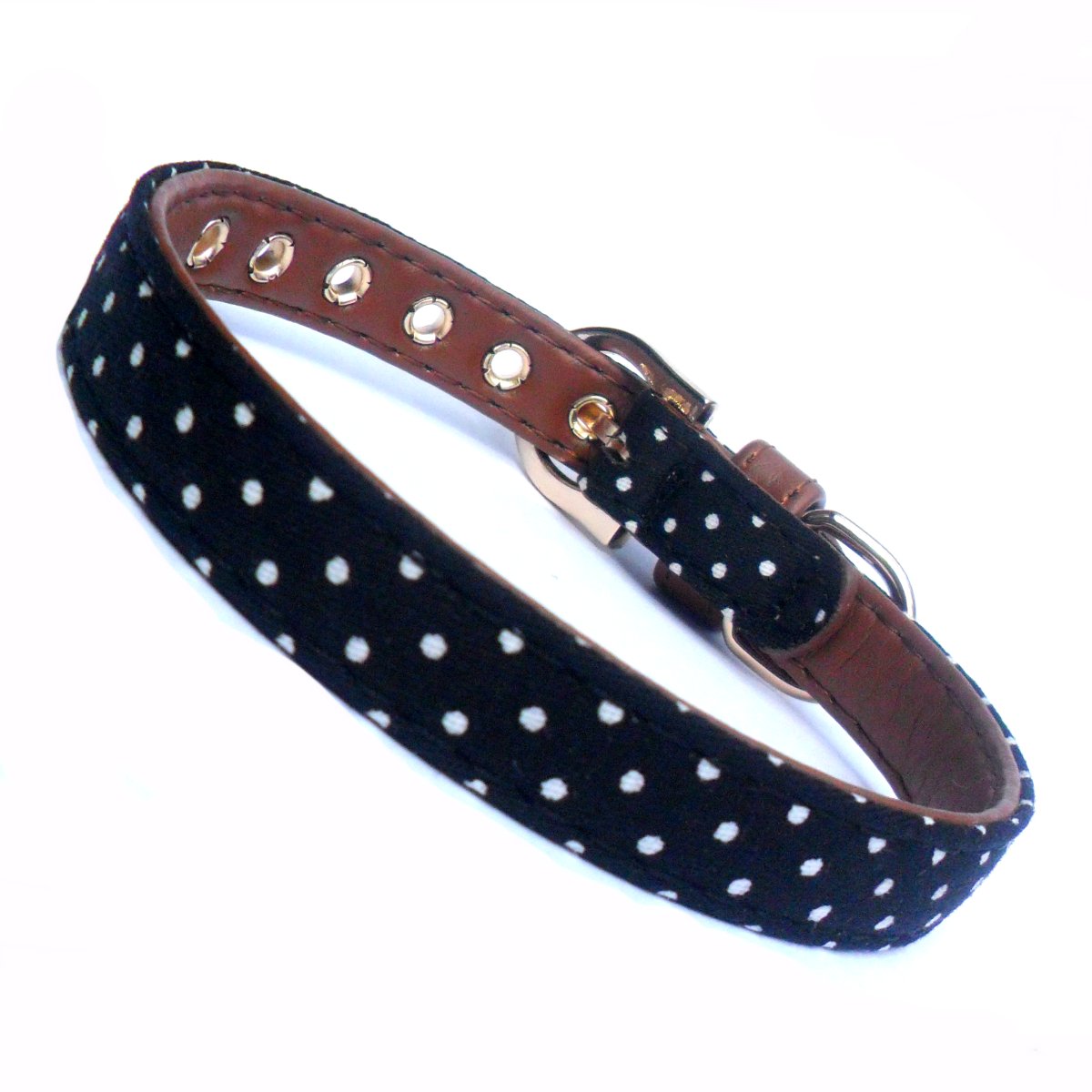Polka Dot Fabric Dog Collar-3
