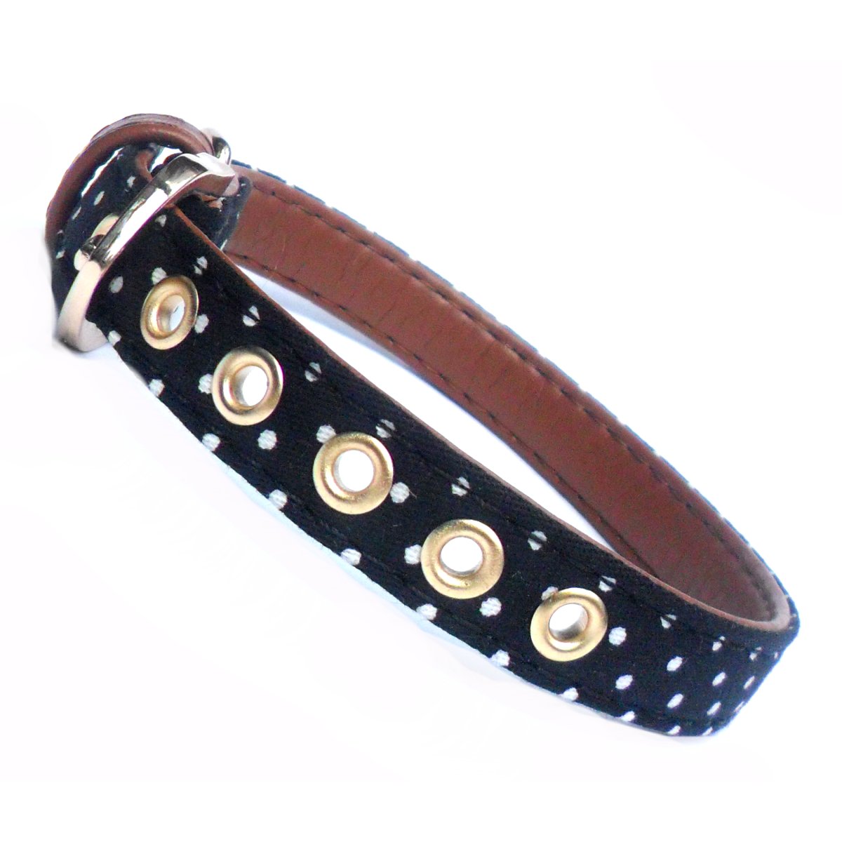 Polka Dot Fabric Dog Collar-2