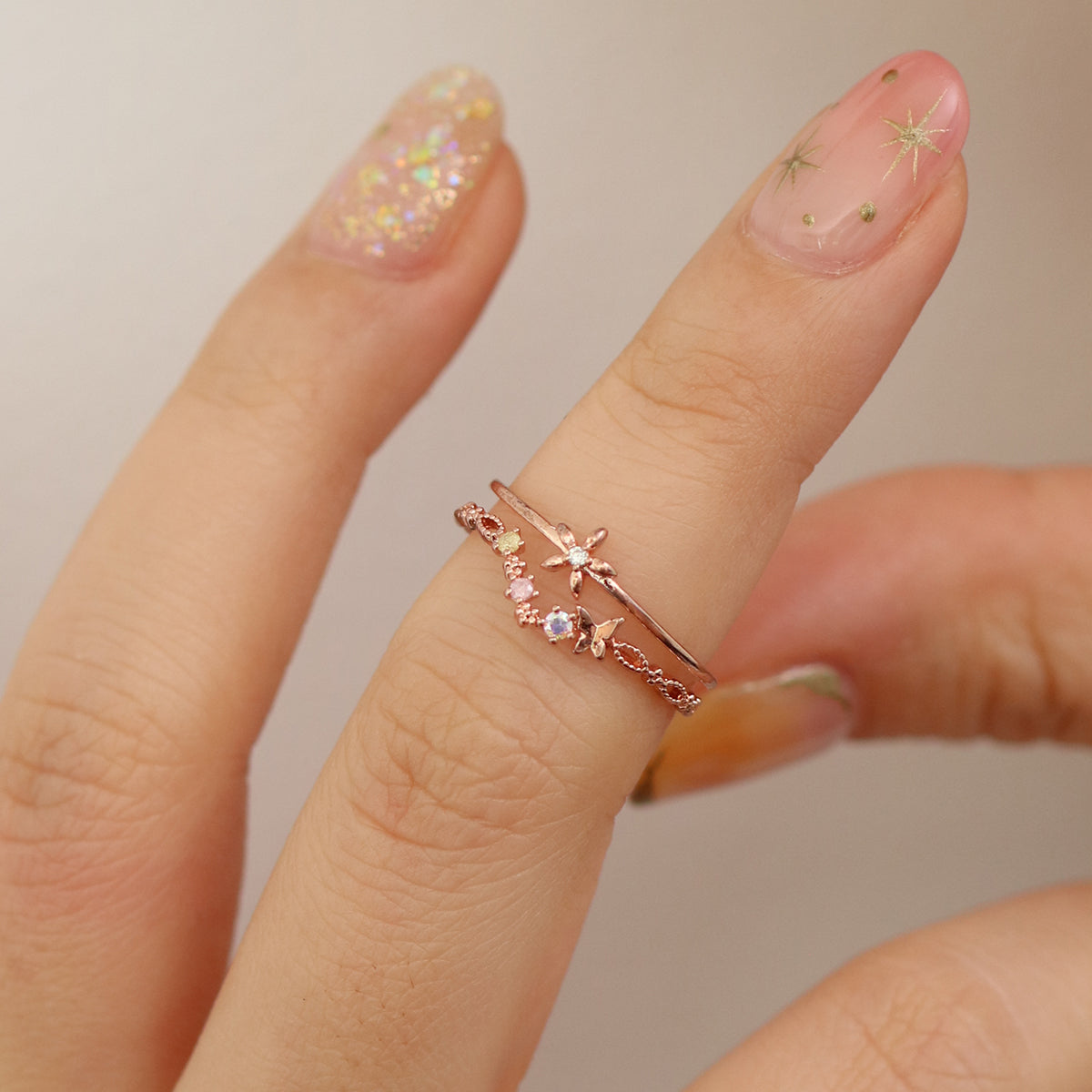 Double pastel flower ring-3