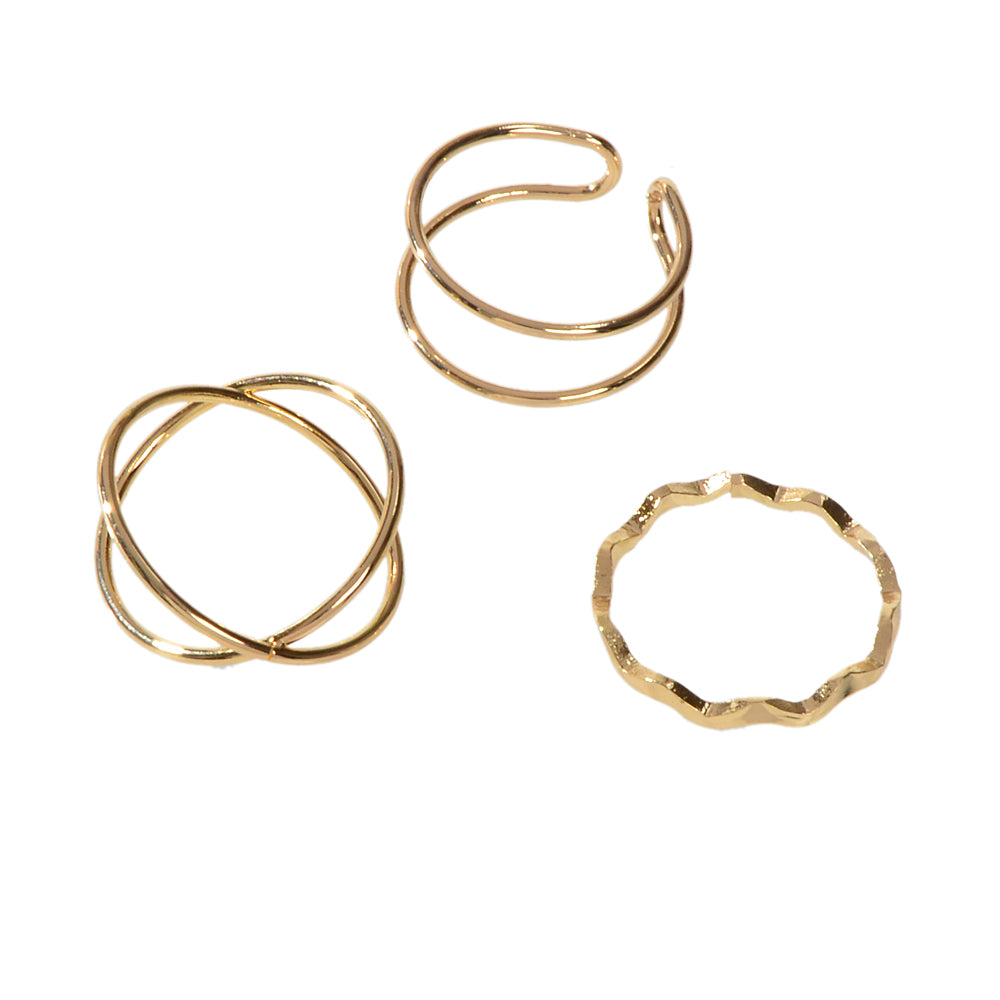 Minimalist Stackable 3pcs Gold Silver Finger Knuckle Multiple Rings Bulk Pack-4