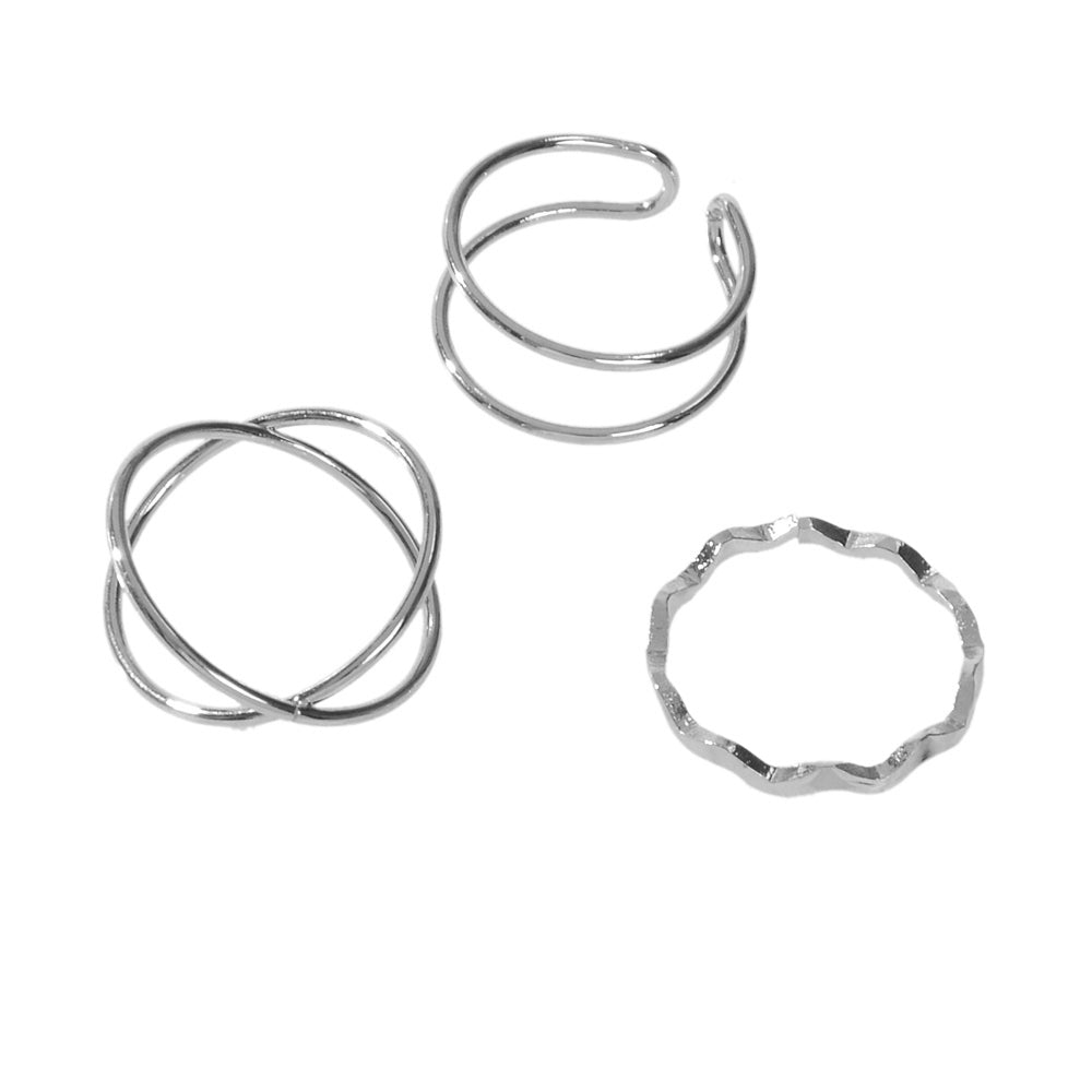 Minimalist Stackable 3pcs Gold Silver Finger Knuckle Multiple Rings Bulk Pack-5