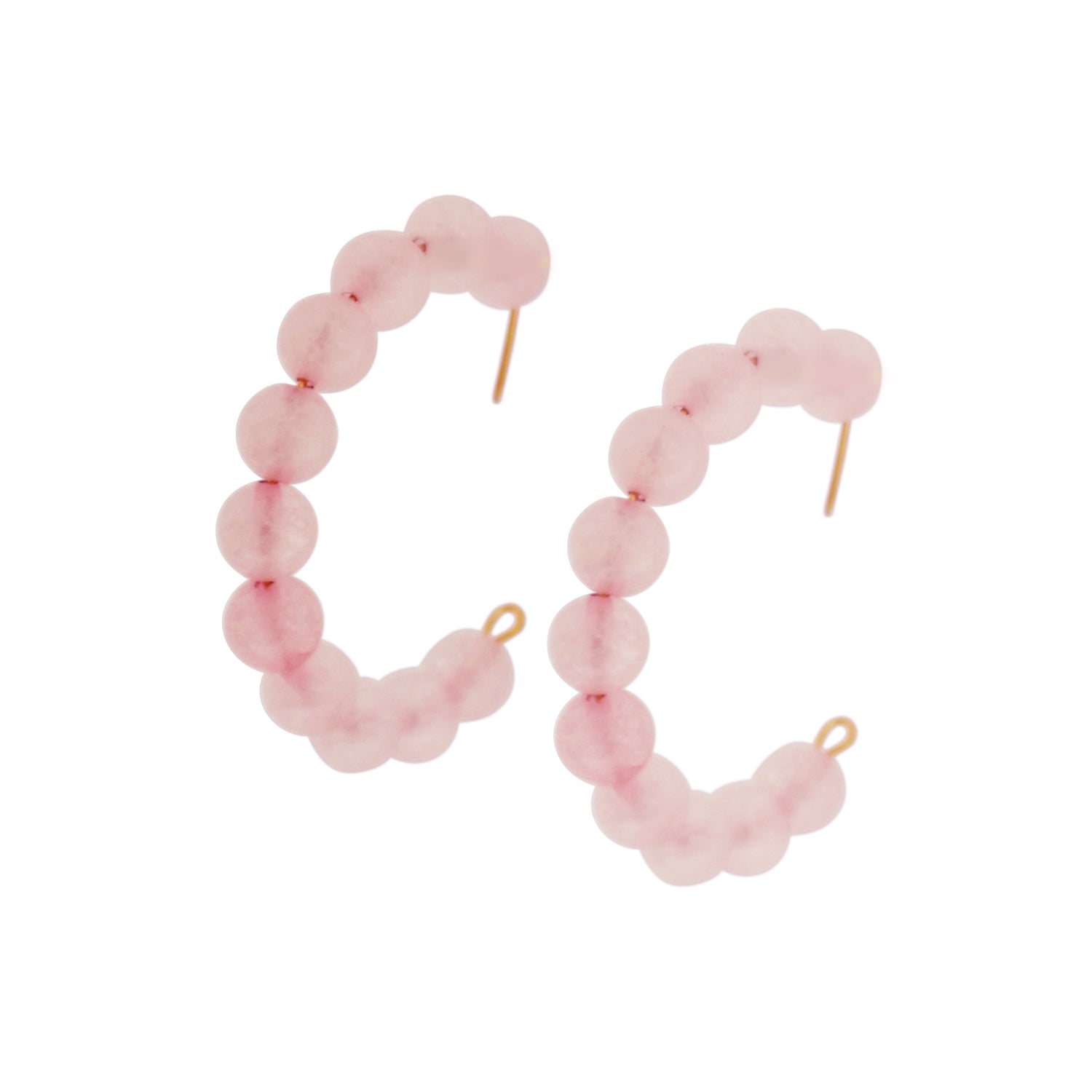 Rose quartz beaded hoop earrings | by Ifemi Jewels-0