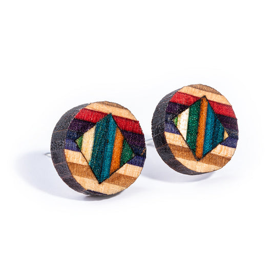 Roundmix Recycled Skateboard Stud Earrings-0