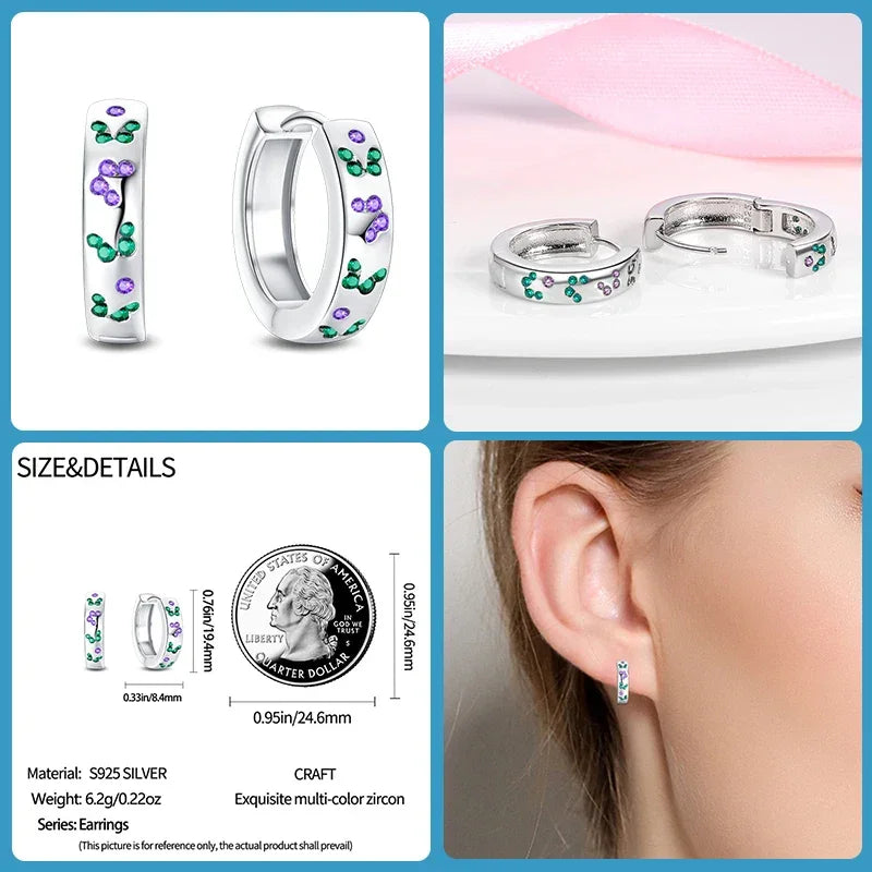 Elegant Gemstone Sterling Silver Hoop Earrings