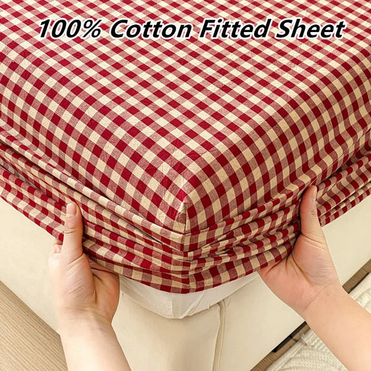 Pure Cotton Fitted Sheet Adults Kids Room Bedsheets Single/Twin/Queen/King Size Bed Cover простынь Soft Mattress Protector