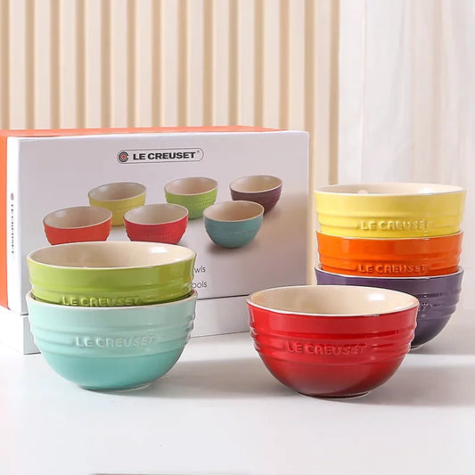French Cool Rainbow 12cm 15cm 20 Bowl Set Ceramic Stoneware Rice Bowl Kitchen Household Utensils 6-Piece Set High-End Gift
