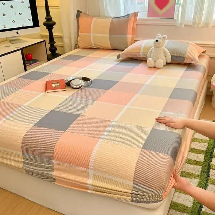 100% Cotton Floral Fitted Sheet Set - Includes Pillowcase, Single/Queen/King Size Mattress Covers(Breathable)