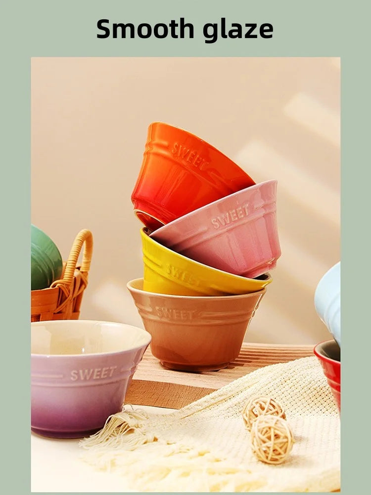 300ML 4.5 Inches Dishes Fruit Bowl Tableware Ramen Bowls for Food Kitchen Salad Cute Dining Bar Home Garden 8 Colors