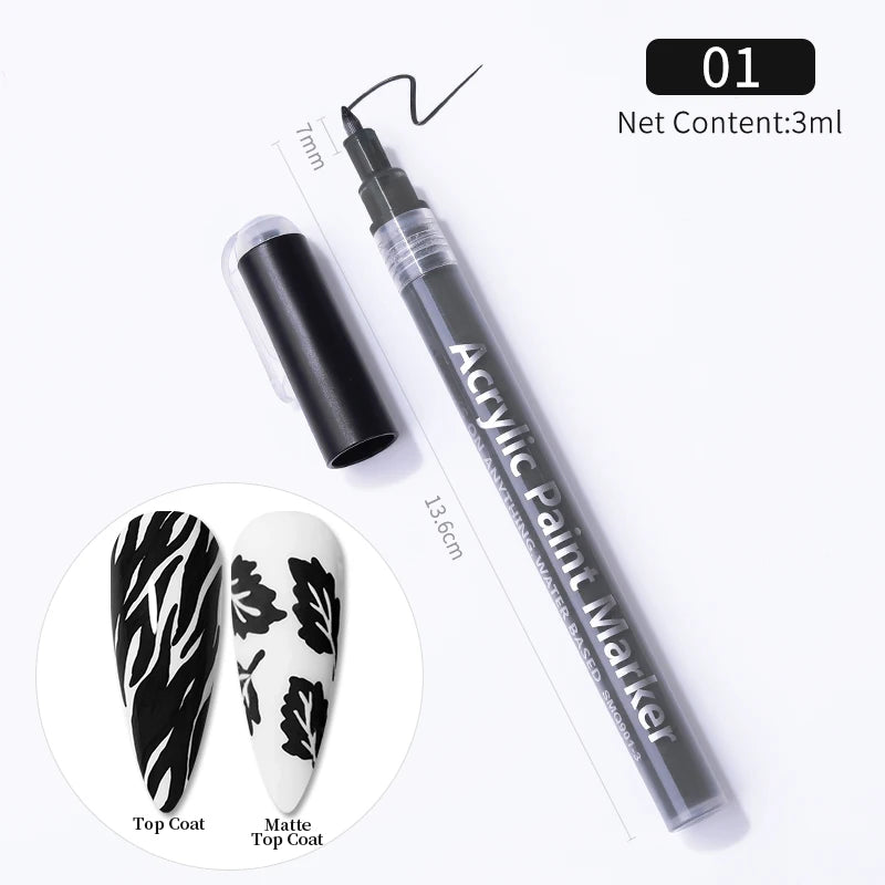 1Pc Nail Art Drawing Graffiti Pen Waterproof Painting Liner Brush DIY 3D Abstract Lines Fine Details Flower Nail Manicure Tools