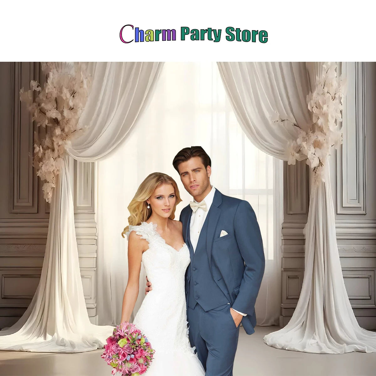 Charm Wedding Backdrop Palace Room Window Curtain Flower Theme Adult Birthday Party Pregnant Portrait Decor Background Photo kid